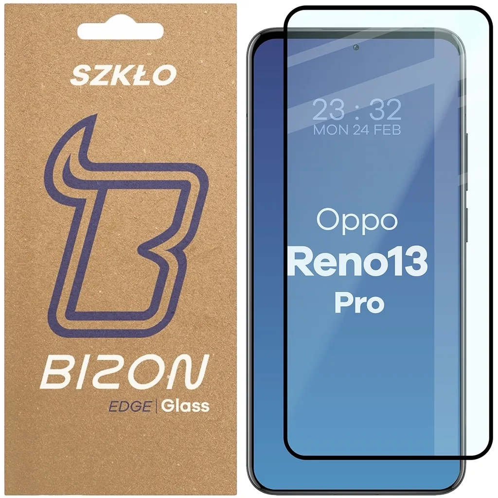 Ochranné sklo Bizon Glass Edge 3D Oppo Reno13 Pro black frame
