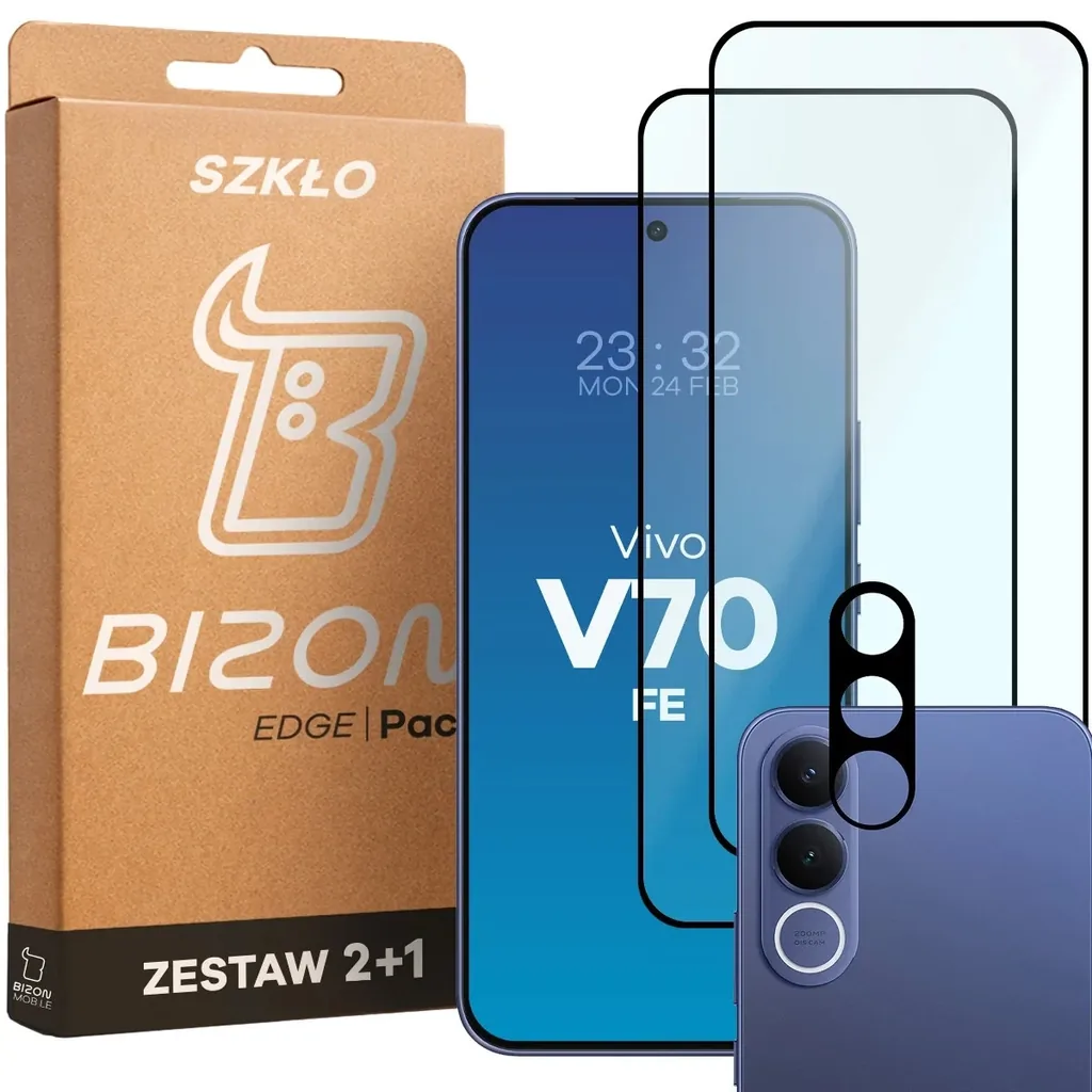 Ochranné sklo Bizon Glass Edge Pack Vivo V70 FE 5G