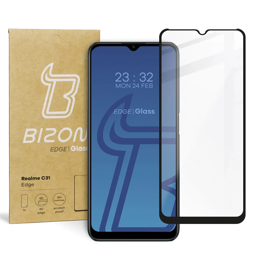 Ochranné sklo Bizon Glass Edge Realme C31 black