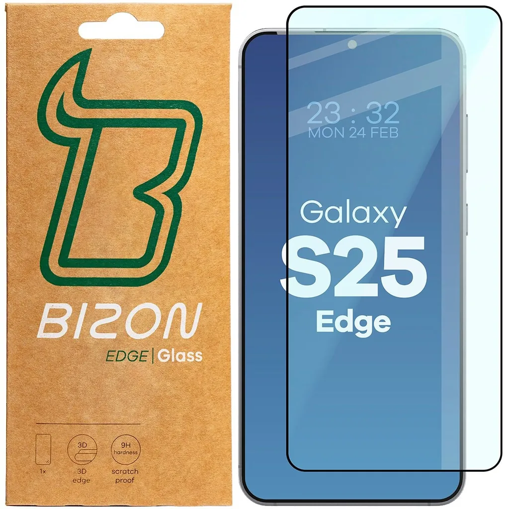Ochranné sklo Bizon Glass Edge Samsung Galaxy S25 Edge black frame