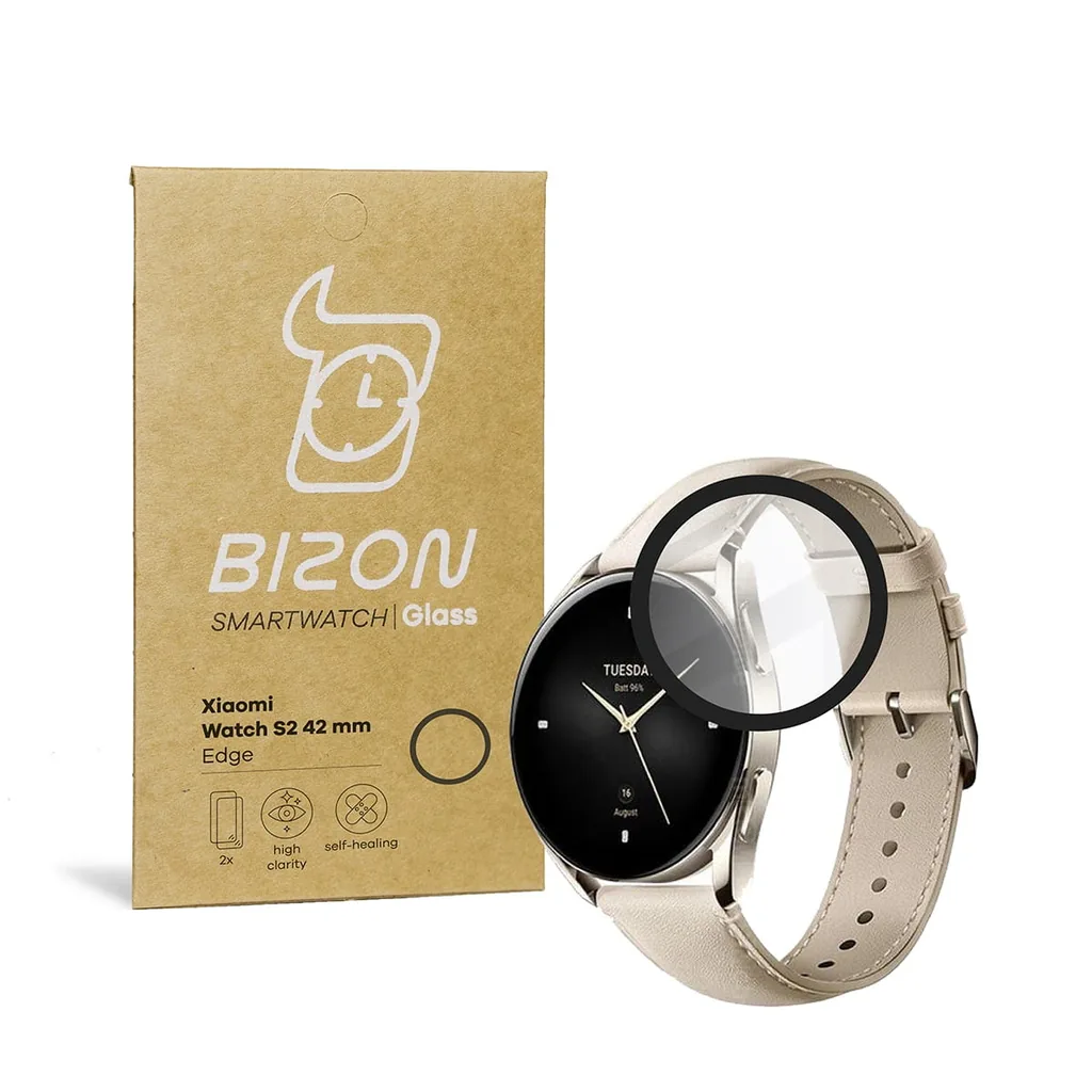 Ochranné sklo Bizon Glass Edge Xiaomi Watch S2 42 mm black