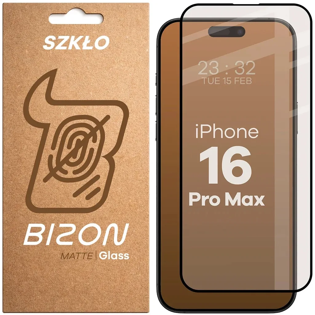 Ochranné sklo Bizon Glass Matte Apple iPhone 16 Pro Max, black frame