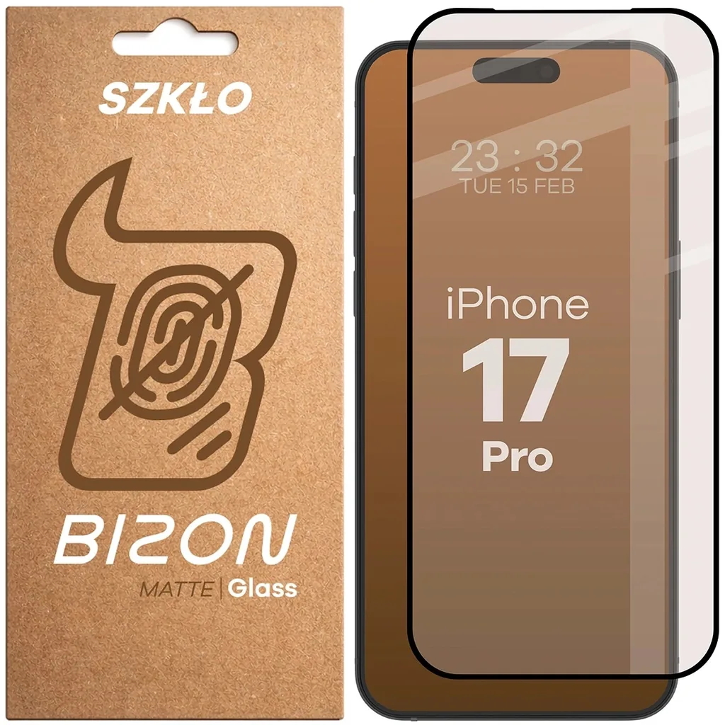 Ochranné sklo Bizon Glass Matte Apple iPhone 17 Pro, black frame