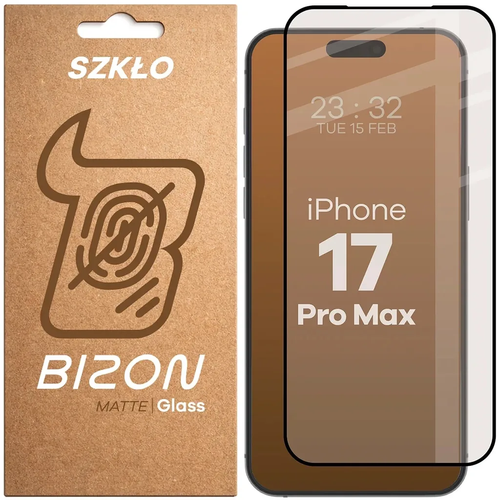 Ochranné sklo Bizon Glass Matte Apple iPhone 17 Pro Max, black frame