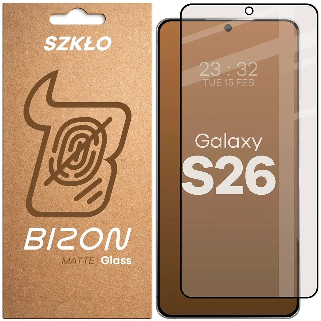 Ochranné sklo Bizon Glass Matte Samsung Galaxy S26, black frame