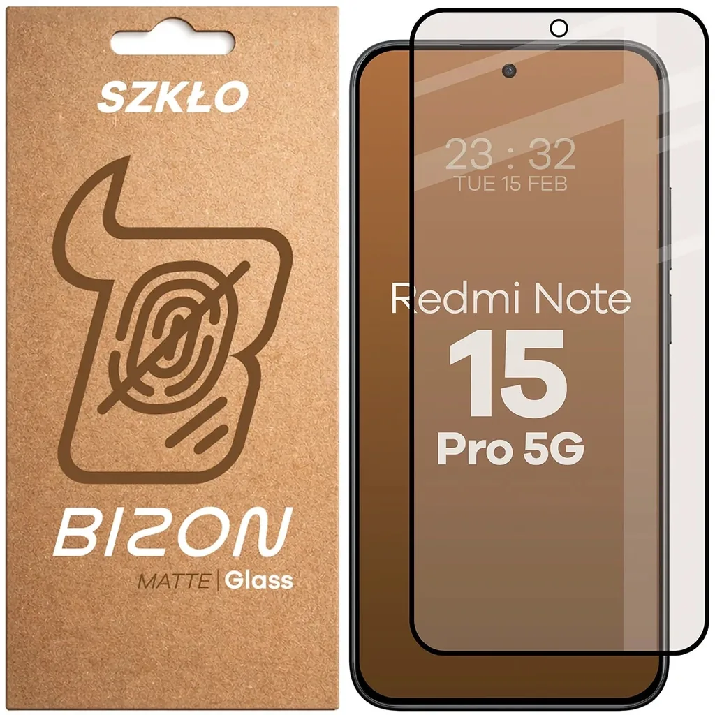 Ochranné sklo Bizon Glass Matte Xiaomi Redmi Note 15 Pro 5G, black frame