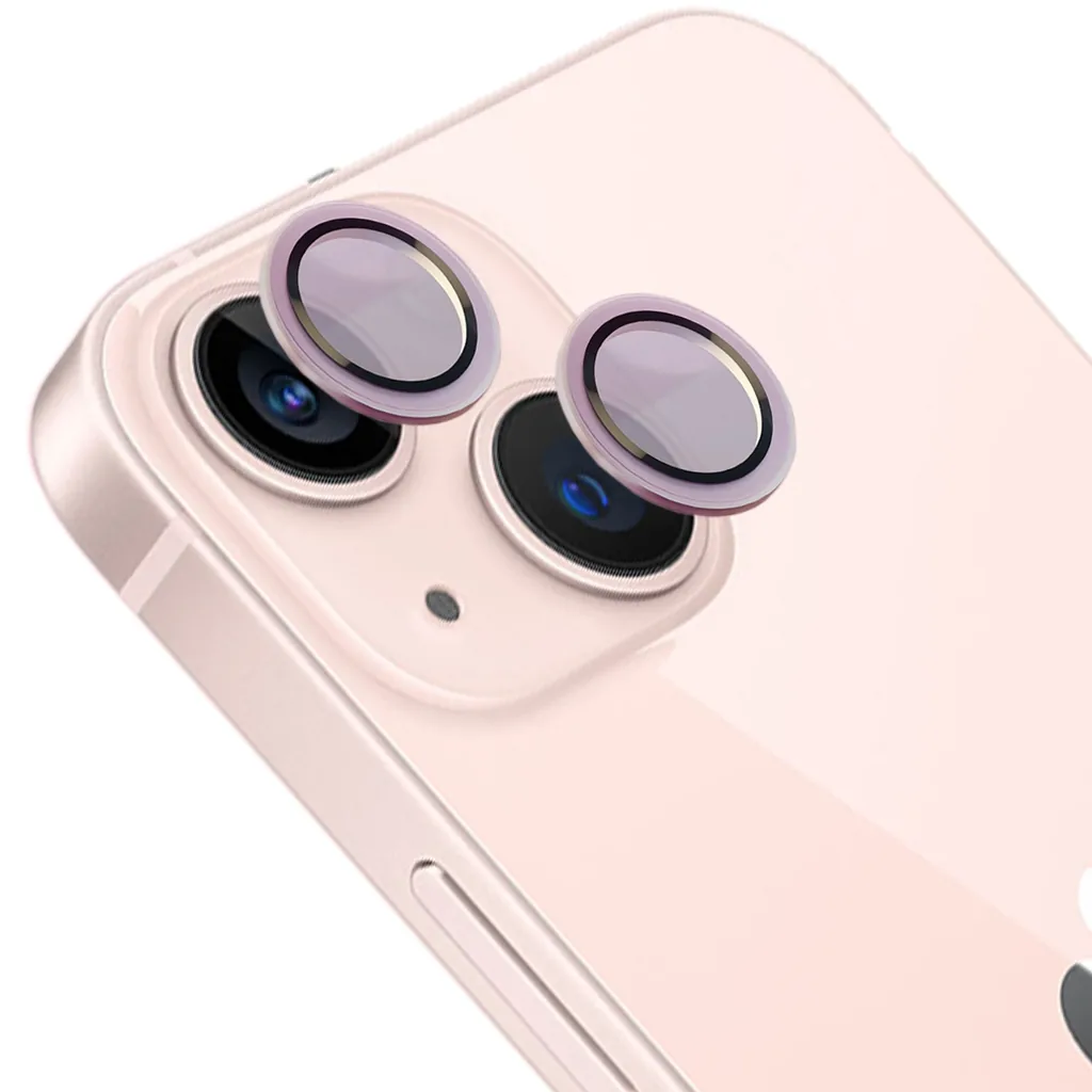 Ochranné sklo Bizon Glass Snap Lens Apple iPhone 13 / 13 Mini light pink frame