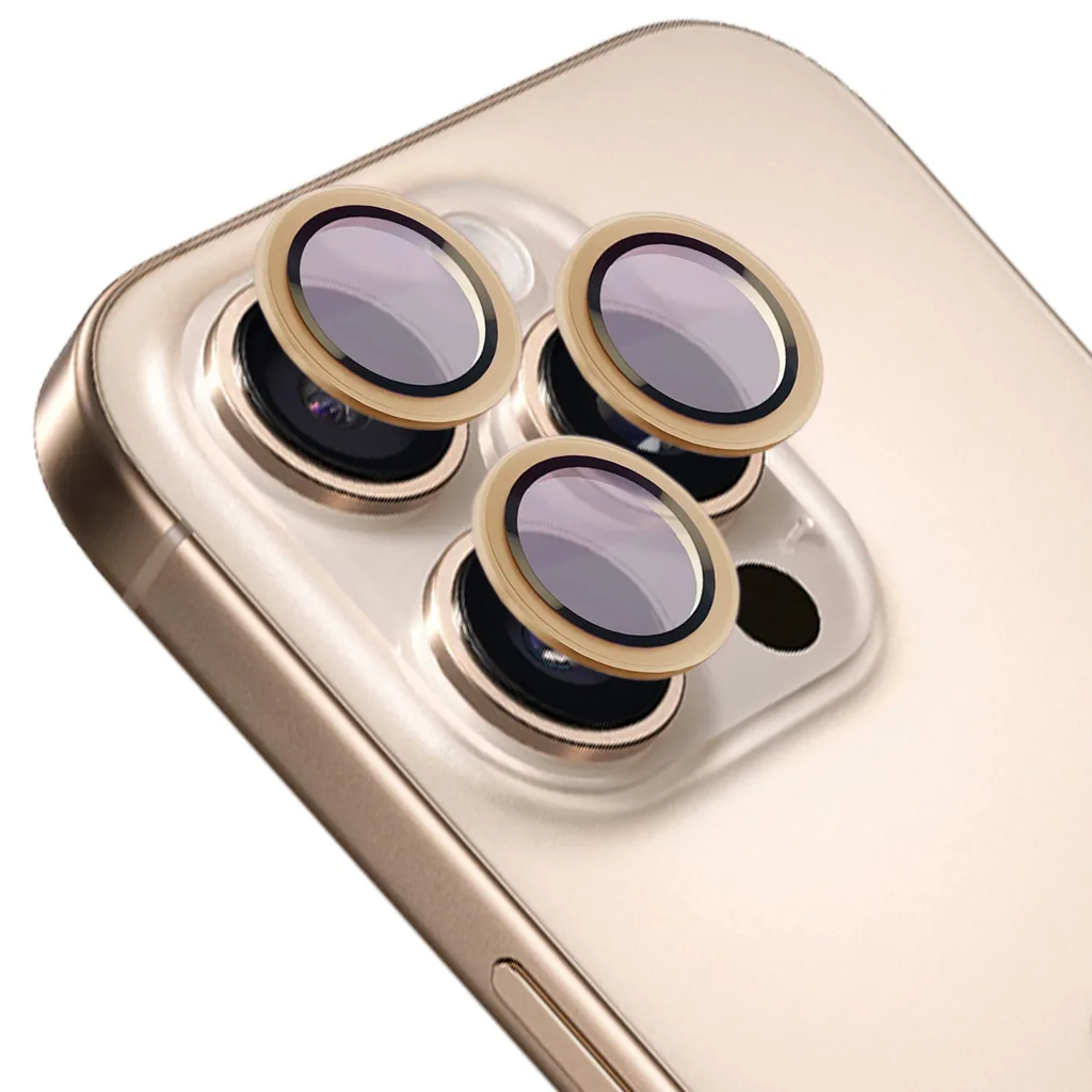 Ochranné sklo Bizon Glass Snap Lens Apple iPhone 16 Pro / 16 Pro Max beige frame