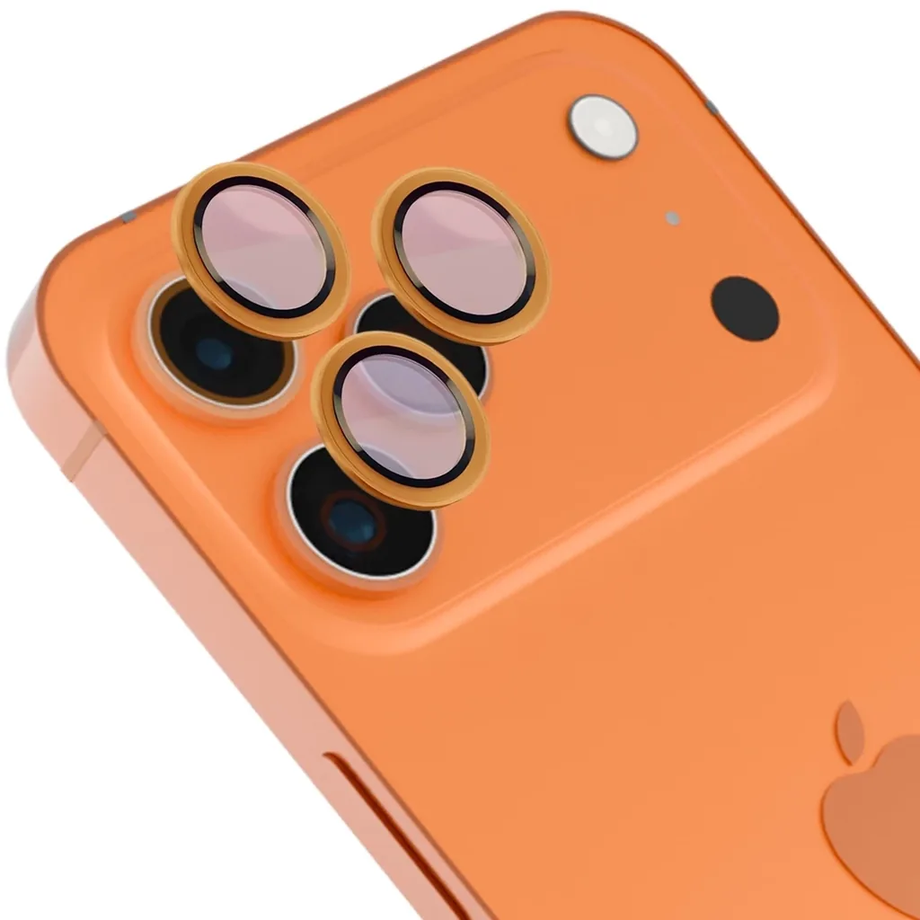 Ochranné sklo Bizon Glass Snap Lens Apple iPhone 17 Pro / 17 Pro Max orange frame