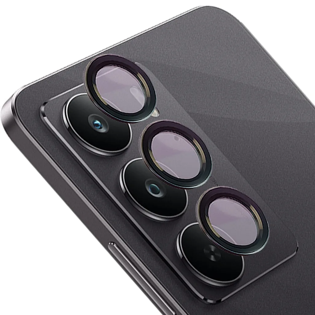 Ochranné sklo Bizon Glass Snap Lens for Realme C75 black frame