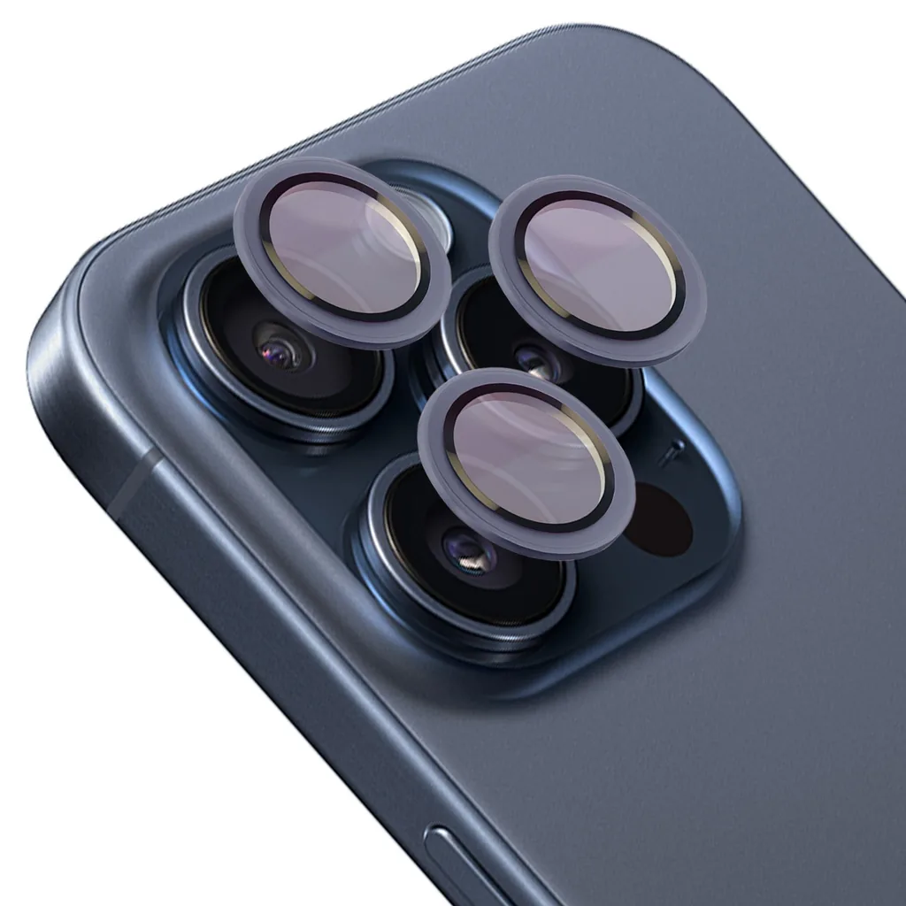 Ochranné sklo Bizon Glass Snap Lens iPhone 15 Pro / 15 Pro Max blue frame