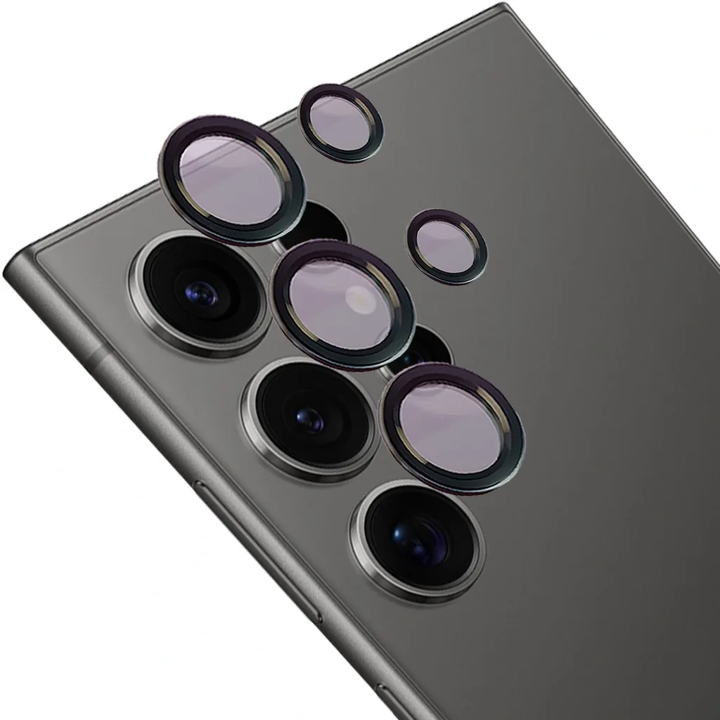 Ochranné sklo Bizon Glass Snap Lens Samsung Galaxy S24 Ultra black