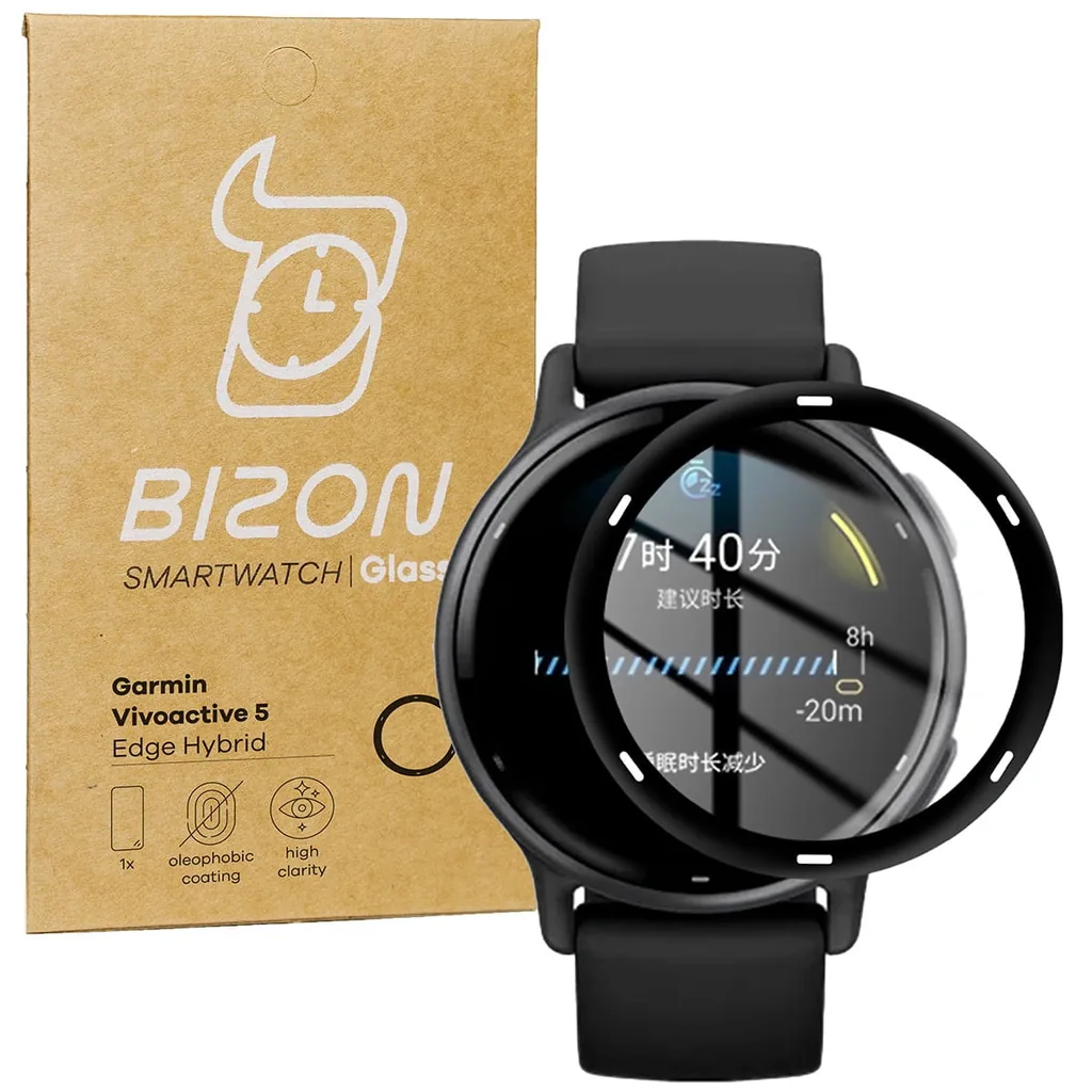 Ochranné sklo Bizon Glass Watch Edge Hybrid Garmin Vivoactive 5 black