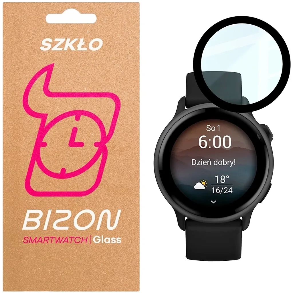 Ochranné sklo Bizon Glass Watch Edge Hybrid Garmin Vivoactive 6 black