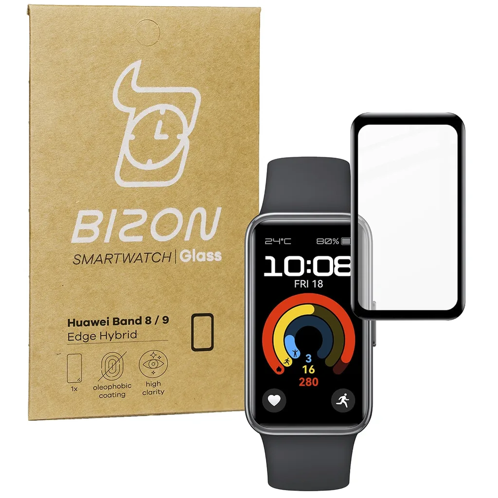 Ochranné sklo Bizon Glass Watch Edge Hybrid Huawei Band 9 / Band 8 black