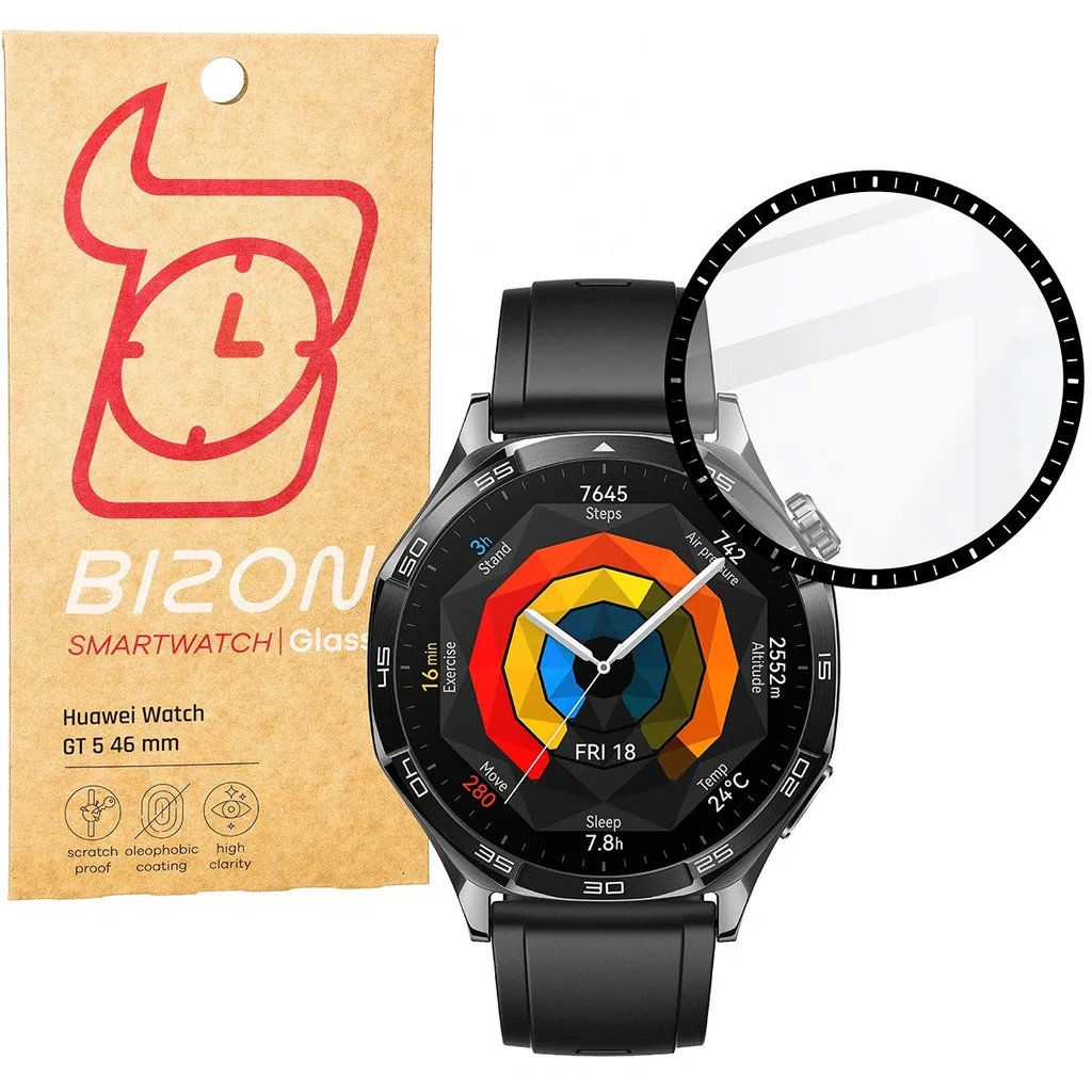 Ochranné sklo Bizon Glass Watch Edge Hybrid Huawei Watch GT 5 46 mm black