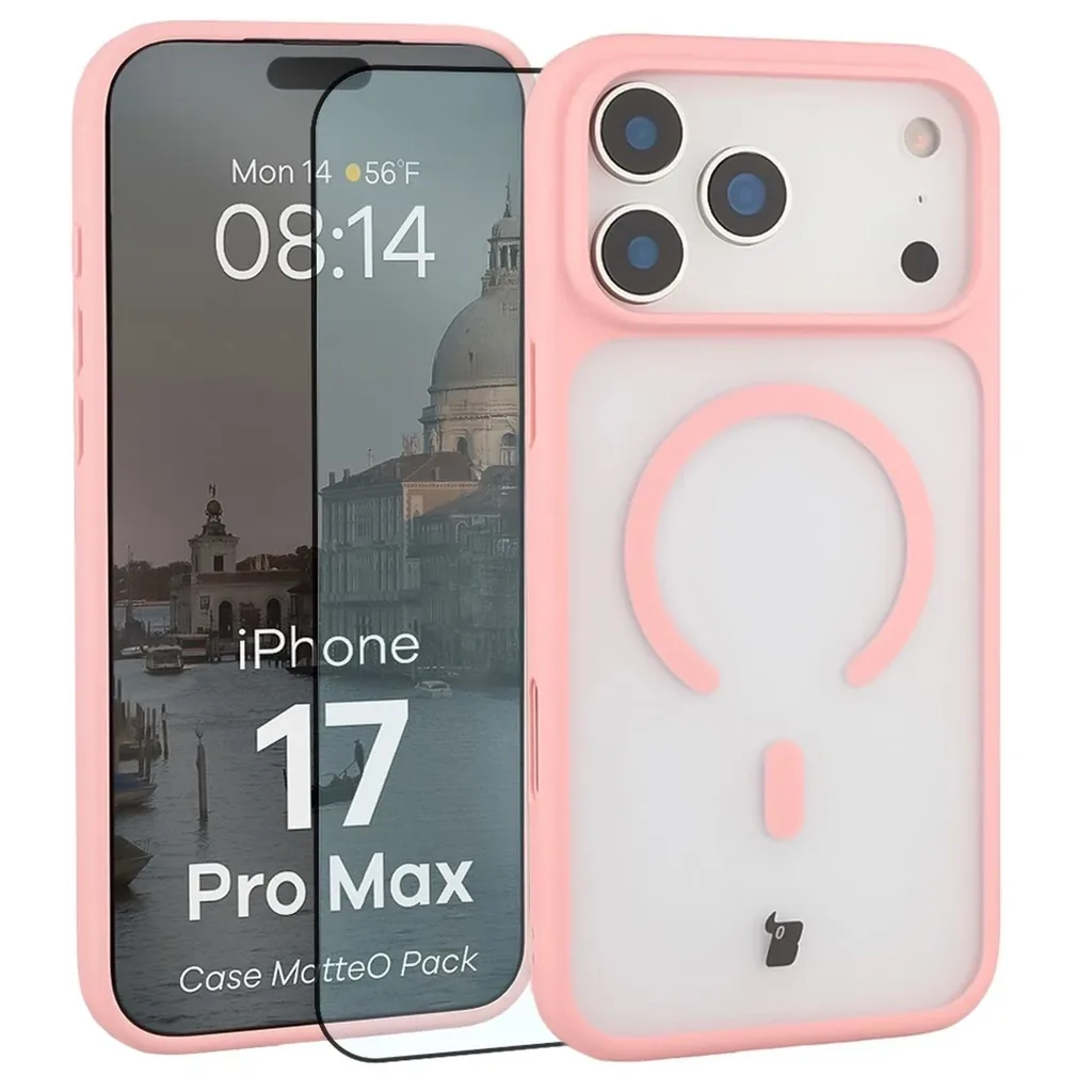 Kryt Bizon MatteO Magnetic Pack Apple iPhone 17 Pro Max smoky light pink