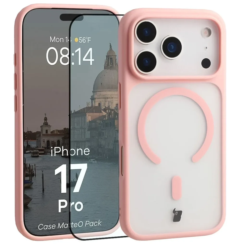 Kryt Bizon MatteO Magnetic Pack Apple iPhone 17 Pro smoky light pink