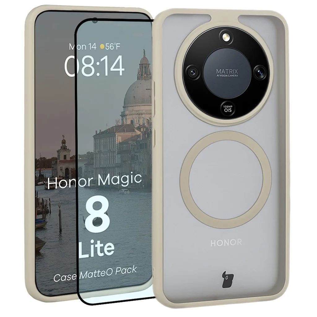 Kryt Bizon MatteO Magnetic Pack Honor Magic8 Lite, smoky beige