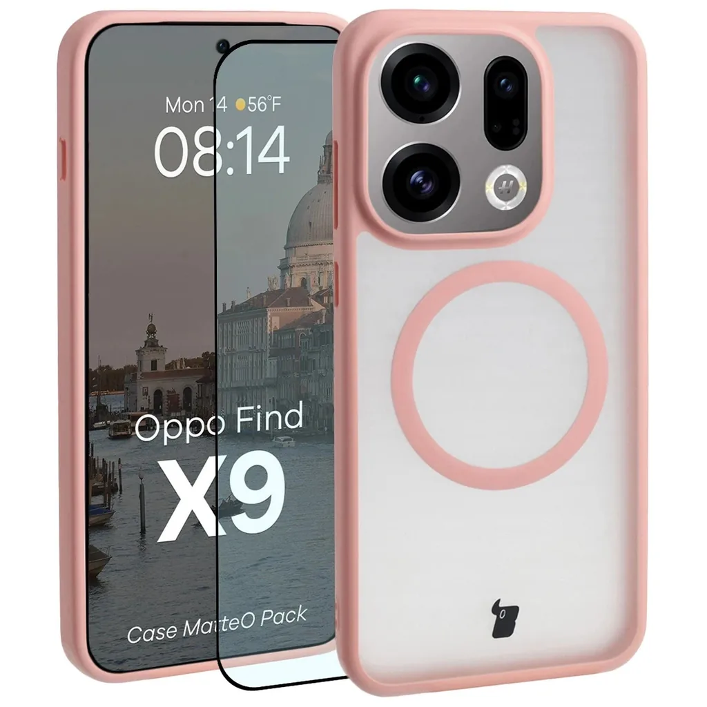 Kryt Bizon MatteO Magnetic Pack Oppo Find X9, smoky light pink