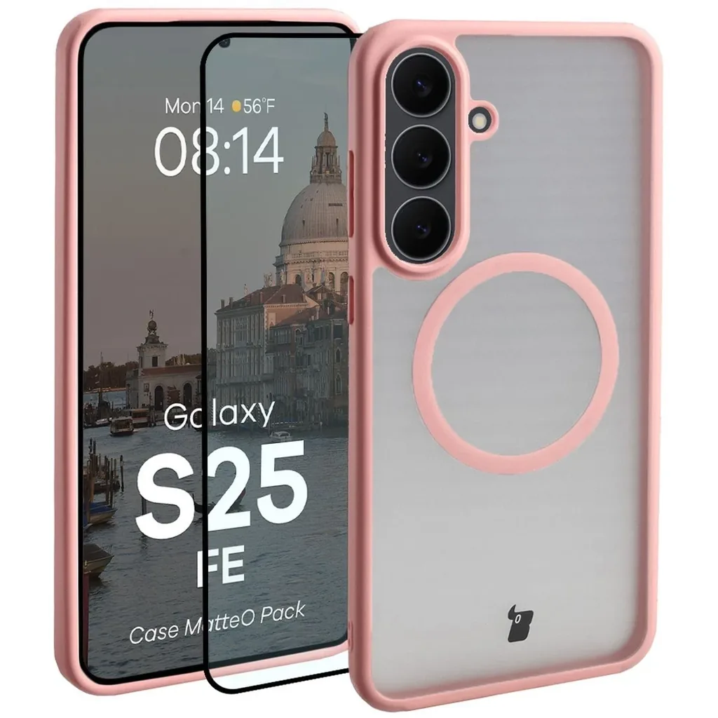Kryt Bizon MatteO Magnetic Pack Samsung Galaxy S25 FE smoky light pink