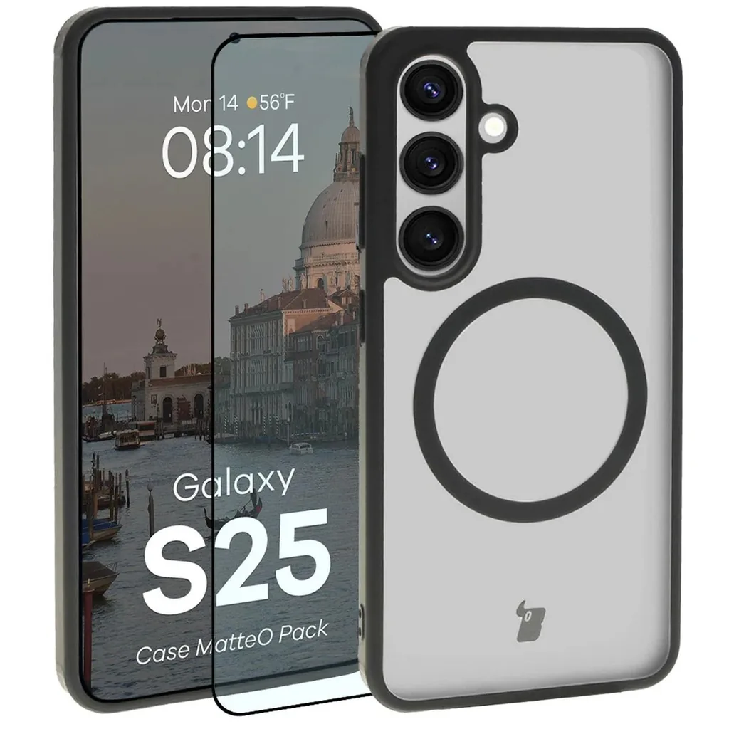 Kryt Bizon MatteO Magnetic Pack Samsung Galaxy S25, smoky black