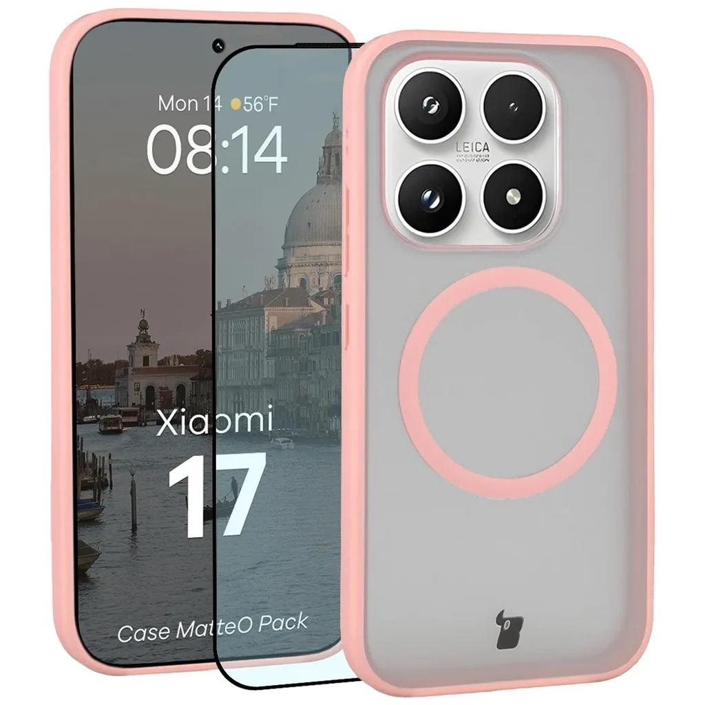 Kryt Bizon MatteO Magnetic Pack Xiaomi 17, smoky light pink