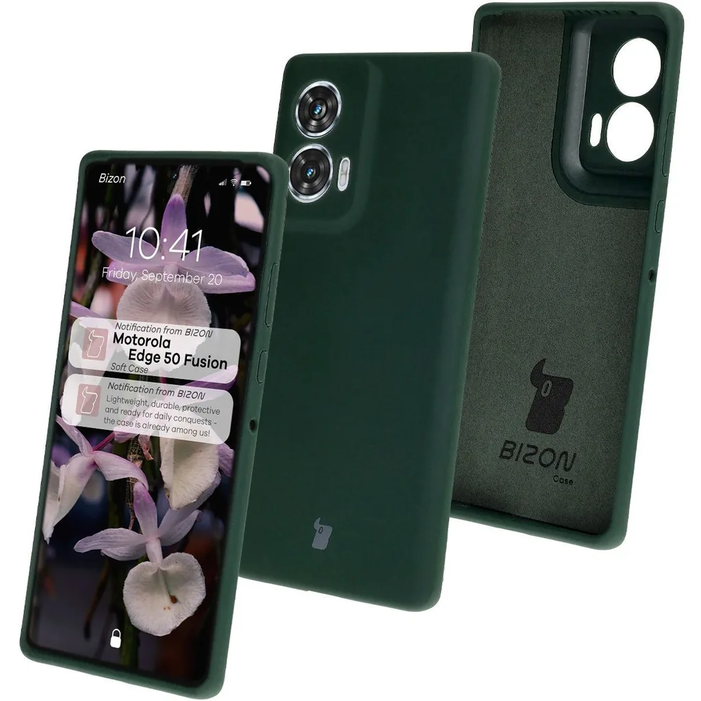 Kryt Bizon Soft Case Motorola Edge 50 Fusion dark green