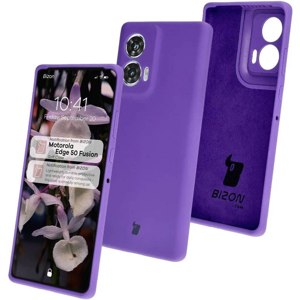 Kryt Bizon Soft Case Motorola Edge 50 Fusion purple