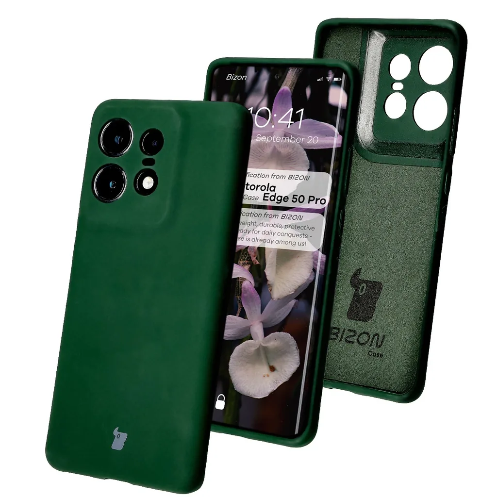 Kryt Bizon Soft Case Motorola Edge 50 Pro dark green