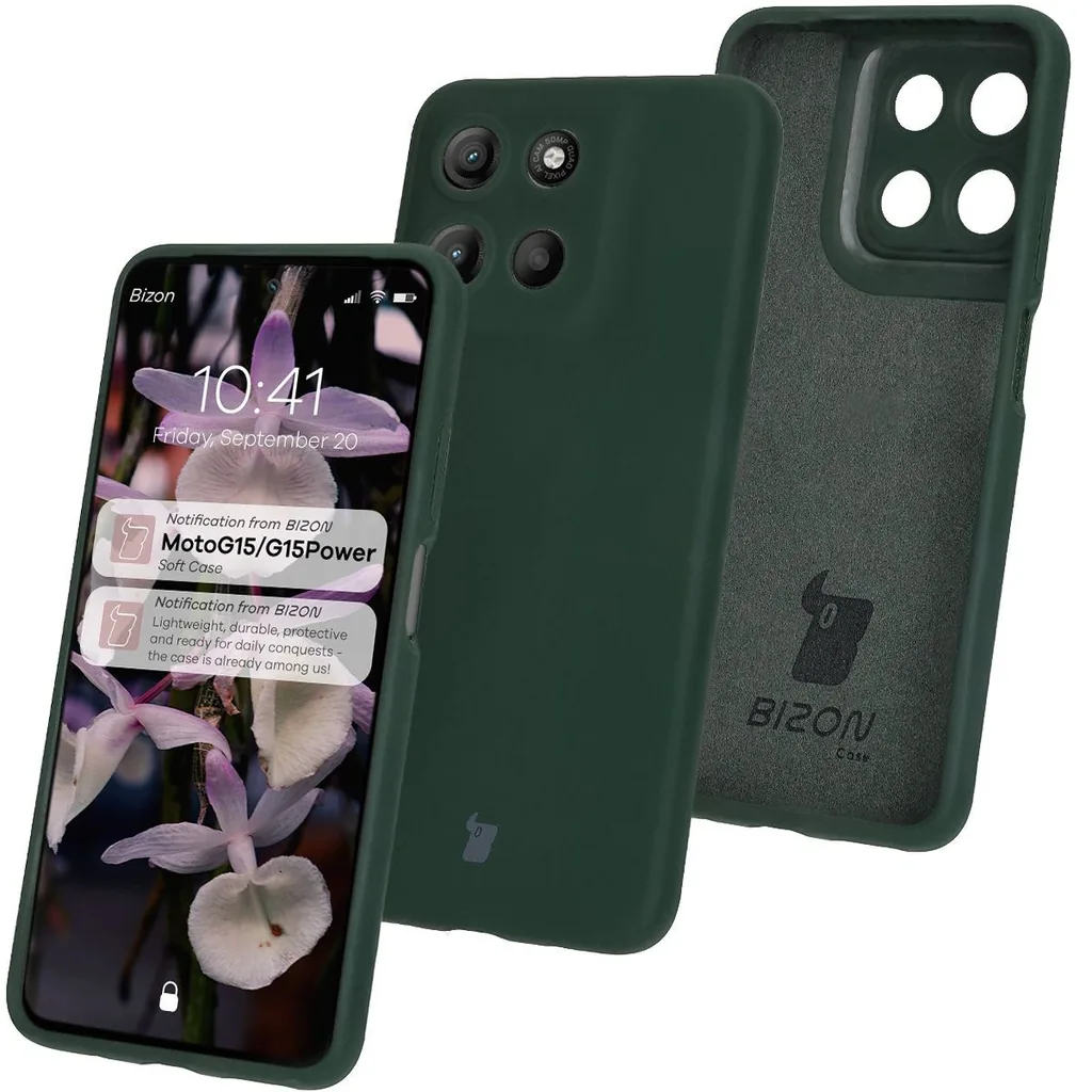 Kryt Bizon Soft Case Motorola Moto G15 / G15 Power dark green