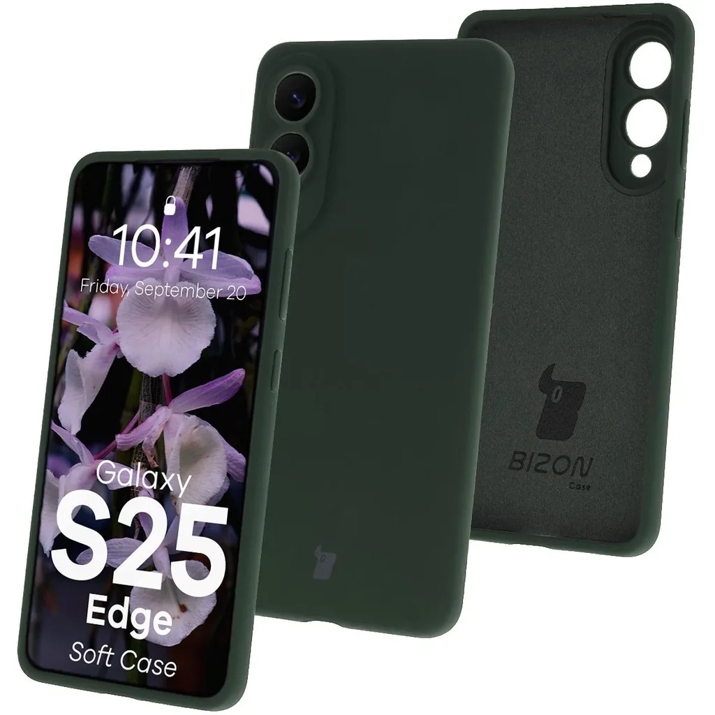 Kryt Bizon Soft Case Samsung Galaxy S25 Edge dark green