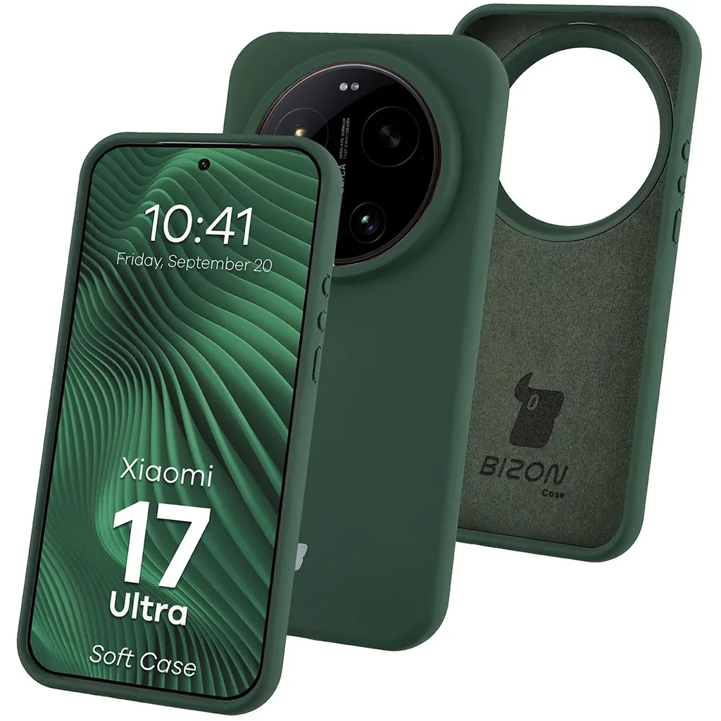 Kryt Bizon Soft Case Xiaomi 17 Ultra, dark green