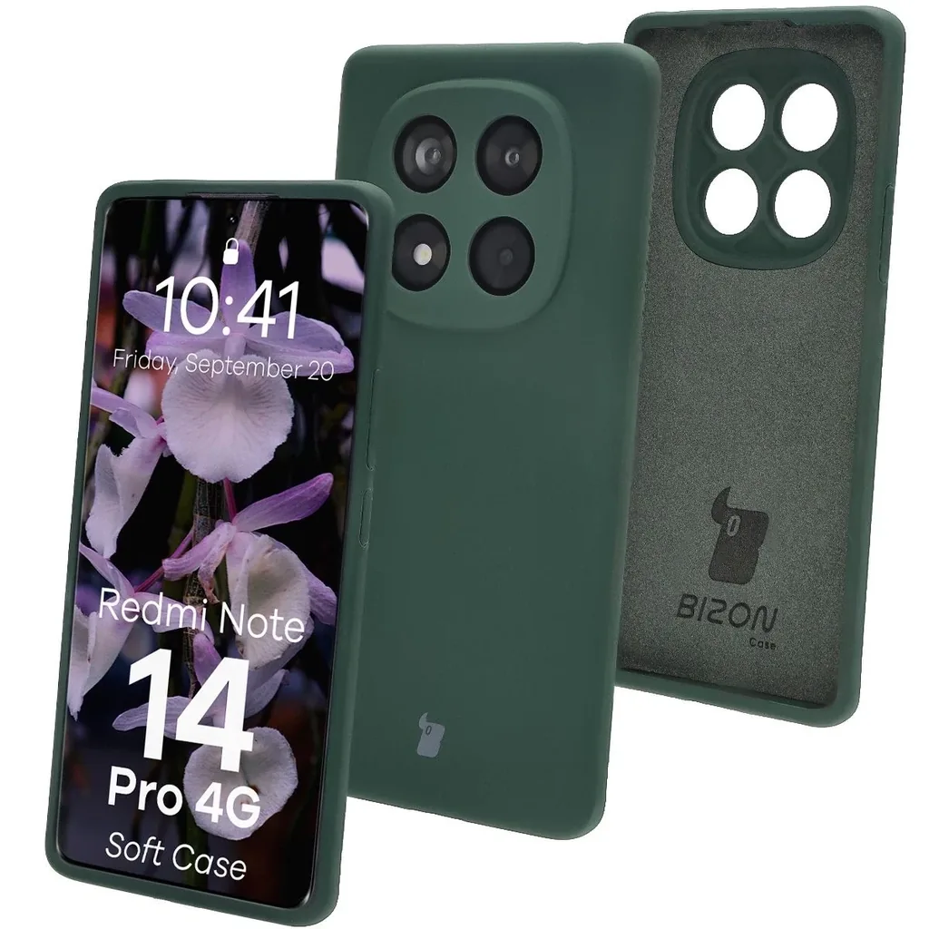 Kryt Bizon Soft Case Xiaomi Redmi Note 14 Pro 4G dark green
