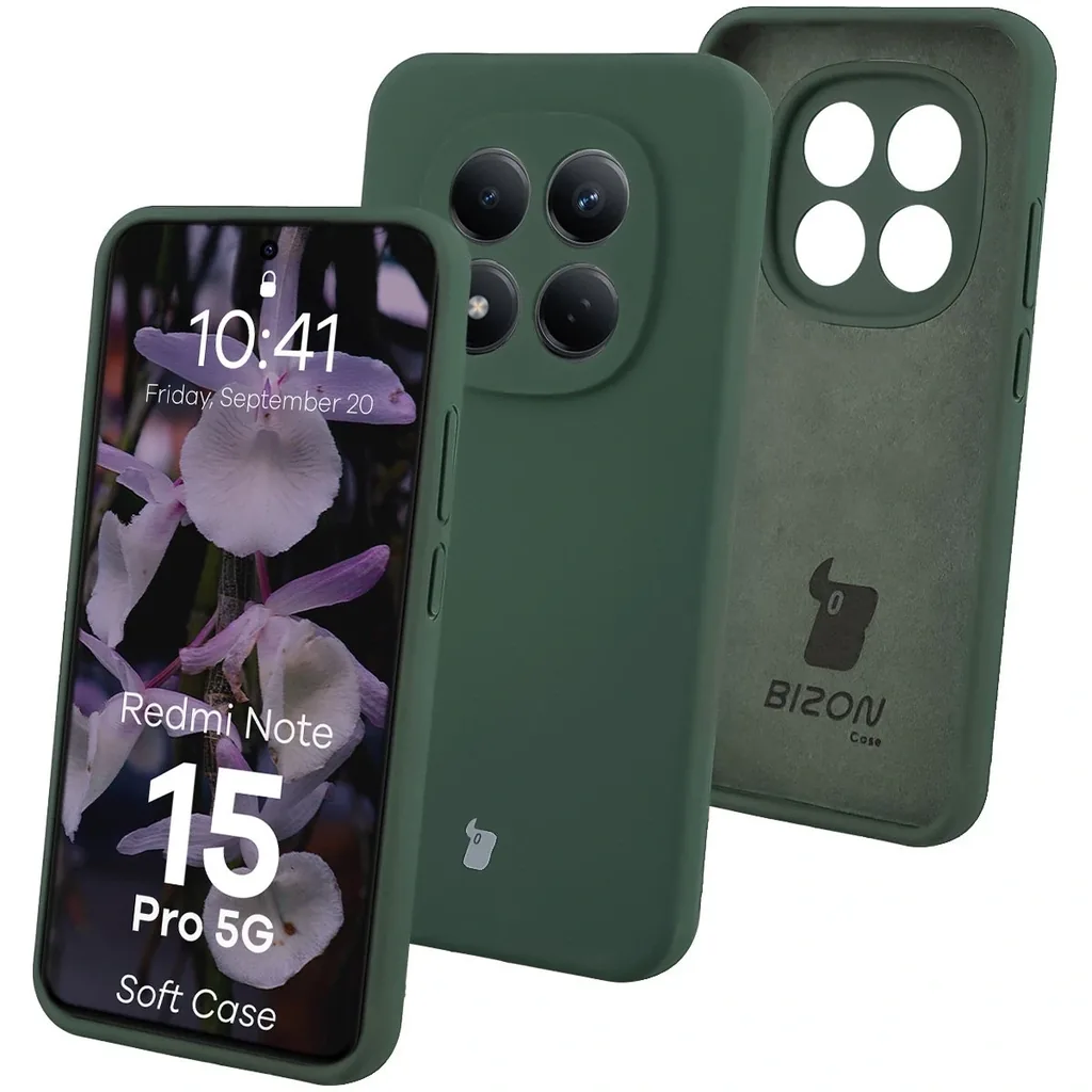 Kryt Bizon Soft Case Xiaomi Redmi Note 15 Pro 5G dark green