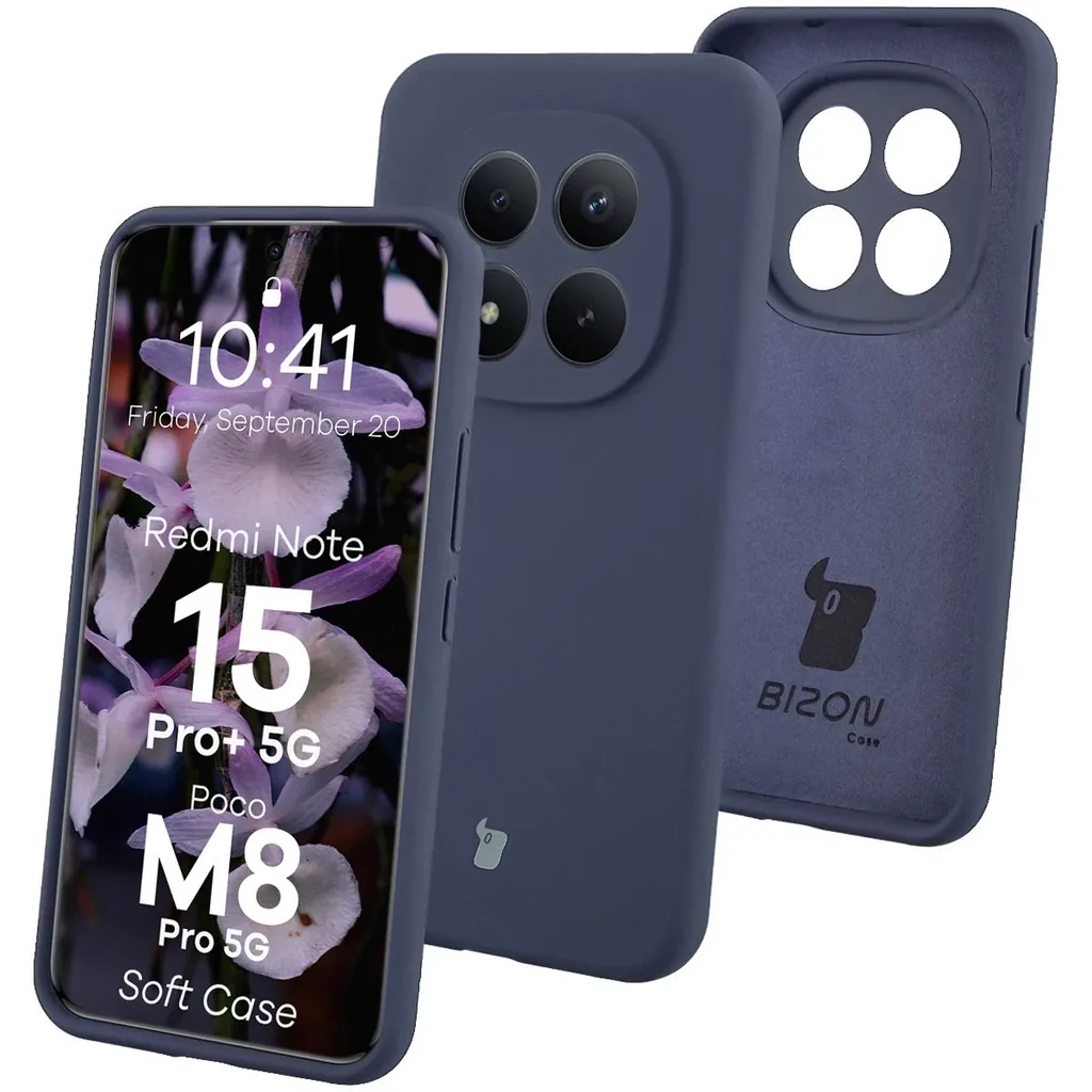 Kryt Bizon Soft Case Xiaomi Redmi Note 15 Pro+ Plus 5G / POCO M8 Pro 5G dark blue