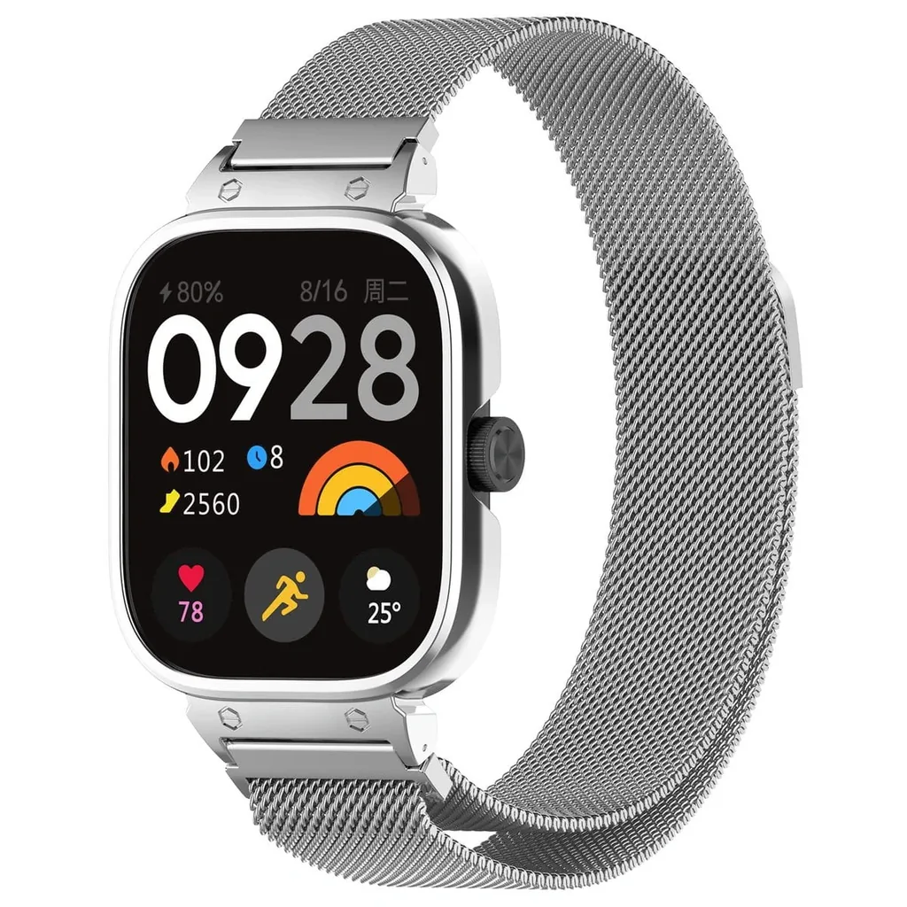 Kryt Bizon Strap + Case Watch Chain Xiaomi Redmi Watch 4 silver