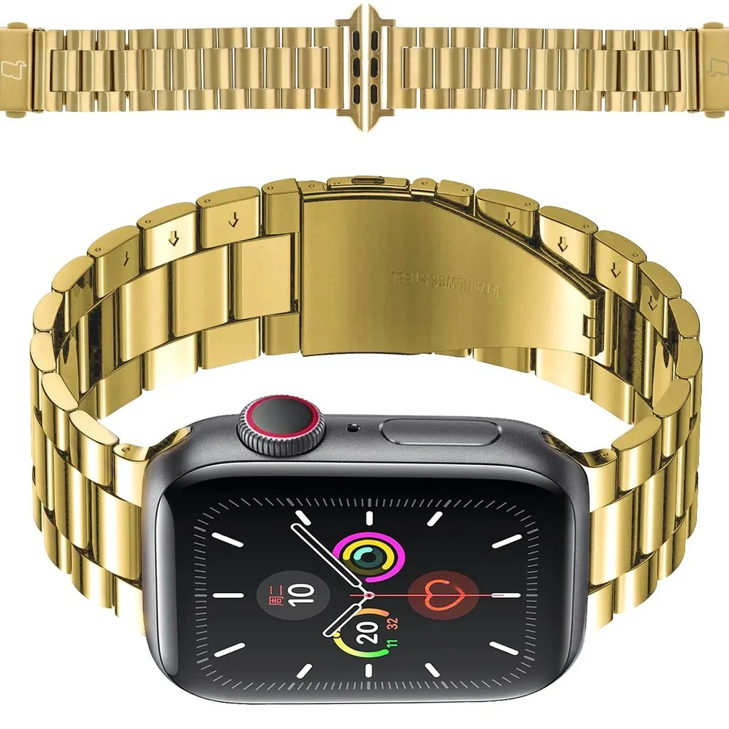 Bizon Strap Watch Aura Apple Watch 42/44/45/46/49 mm gold