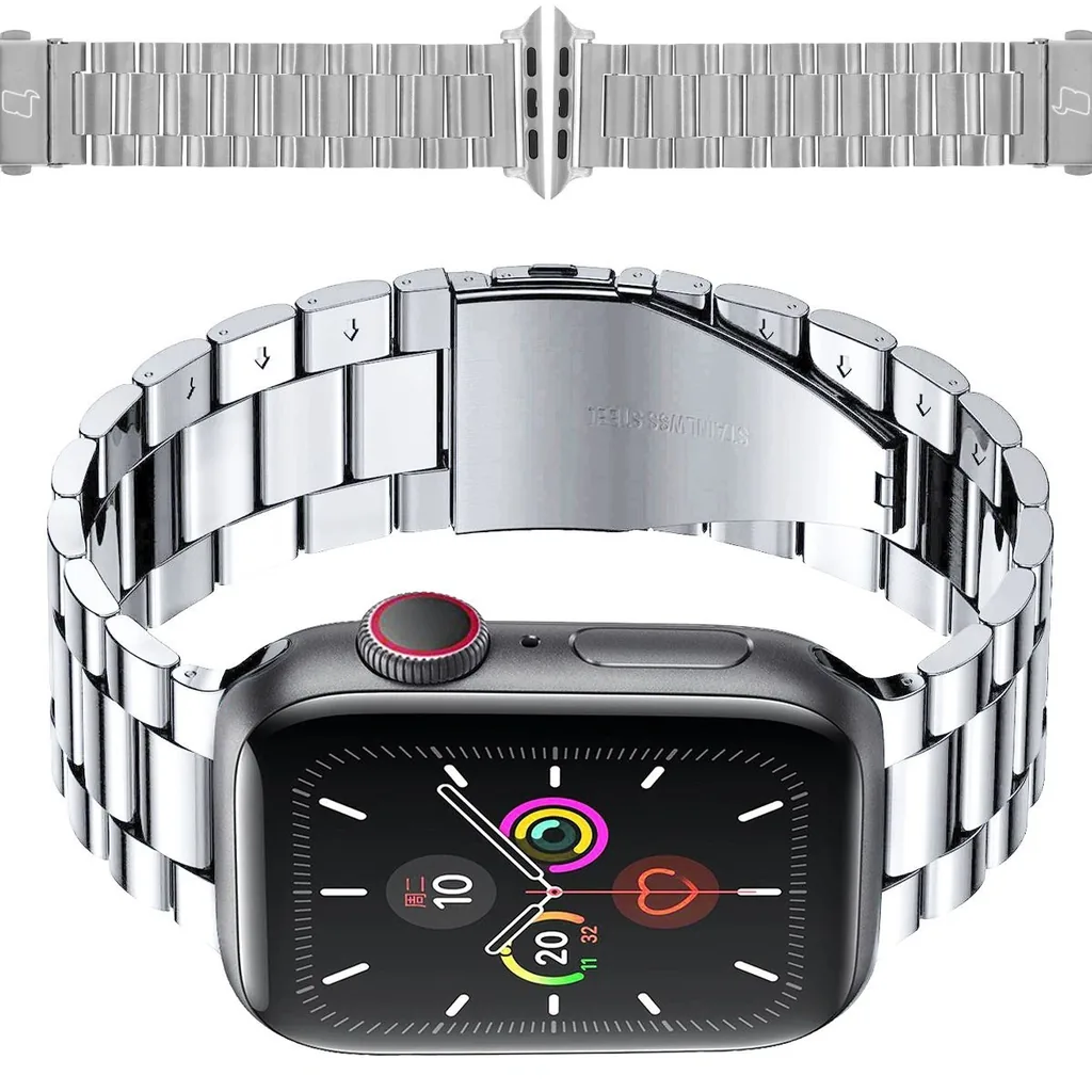 Bizon Strap Watch Aura Apple Watch 42/44/45/46/49 mm silver