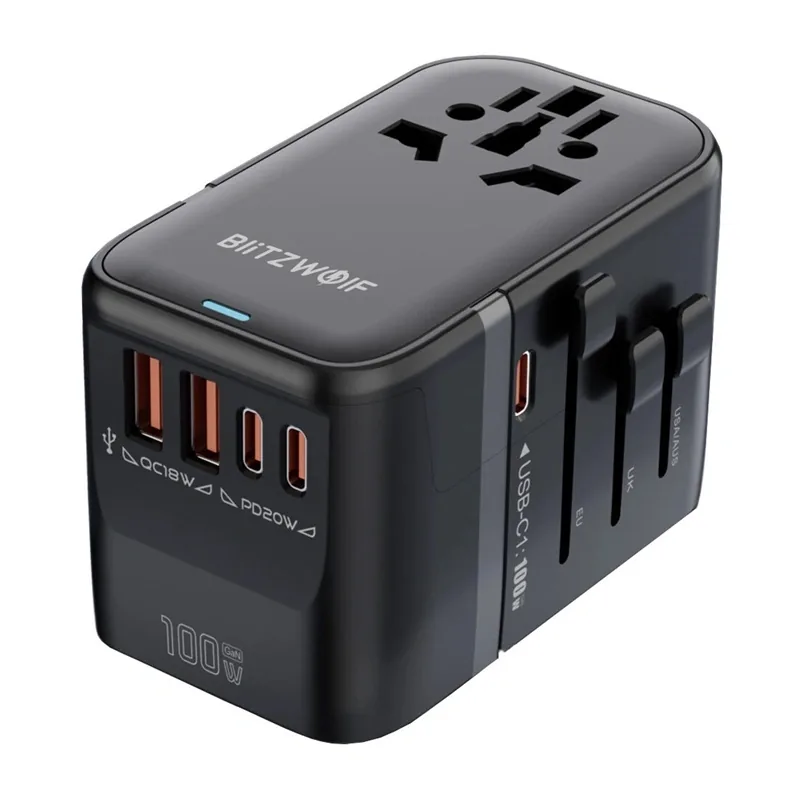 Síťová nabíječka Blitzwolf BW-TA2 5-in-1 Travel Adapter 2xUSB-A QC, 2xUSB-C PD, USB-C GaN 100W