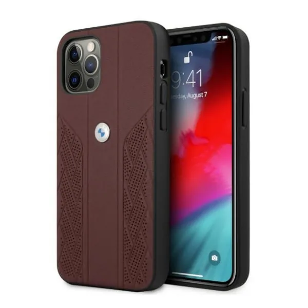 Kryt BMW BMHCP12LRSPPR Apple iPhone 12 Pro Max red hardcase Leather Curve Perforate
