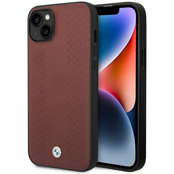 Kryt BMW BMHCP14S22RFGR Apple iPhone 14 burgundy Leather Diamond Pattern