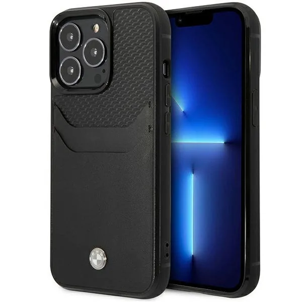 Kryt BMW BMHCP14X22RSEPK Apple iPhone 14 Pro Max black Leather Card Slot