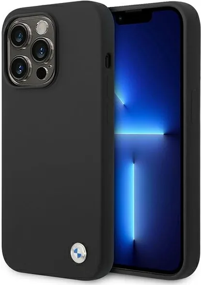 Kryt BMW BMHCP14XSILBK Apple iPhone 14 Pro Max black Silicone Metal Logo