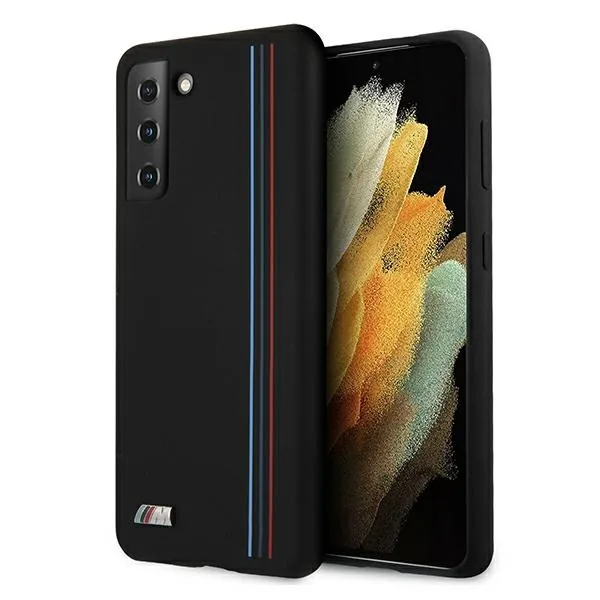 Kryt BMW BMHCS21MSIVTBK Samsung Galaxy S21+ Plus black Silicone Stripes M Collection