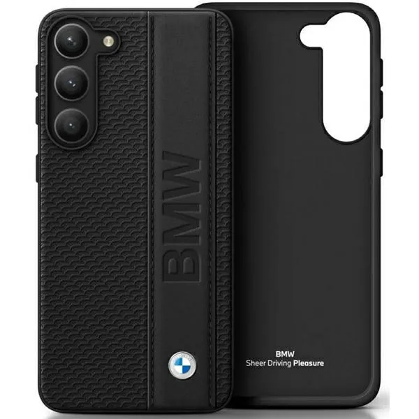 Kryt BMW BMHCS23M22RDPK Samsung Galaxy S23+ Plus black hardcase Leather Textured & Stripe