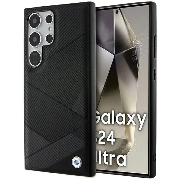 Kryt BMW BMHCS24L23RCGPK Samsung Galaxy S24 Ultra hardcase Signature Leather Crossing Lines Pattern black