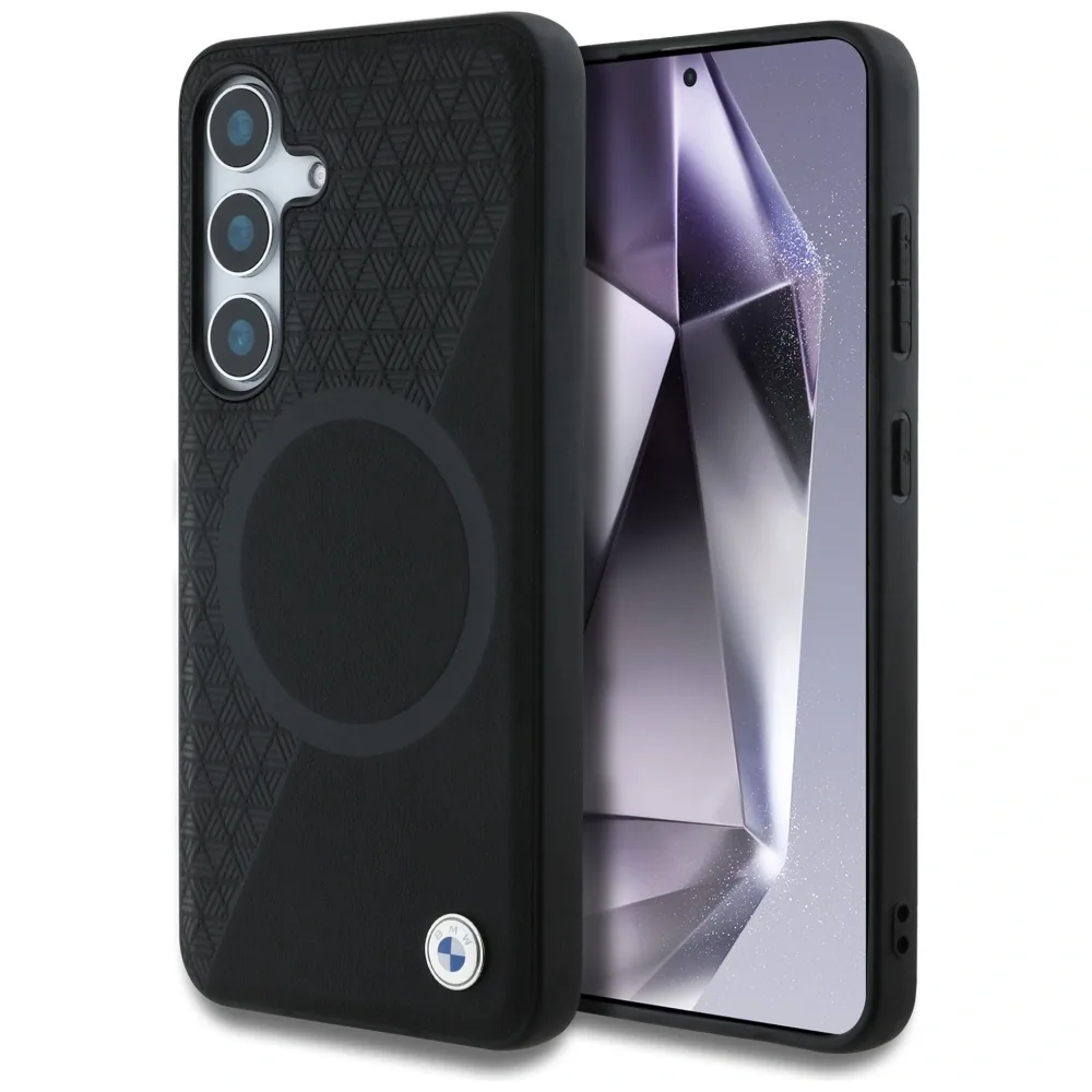Kryt BMW Leather Half Textured MagSafe Samsung Galaxy S25 black