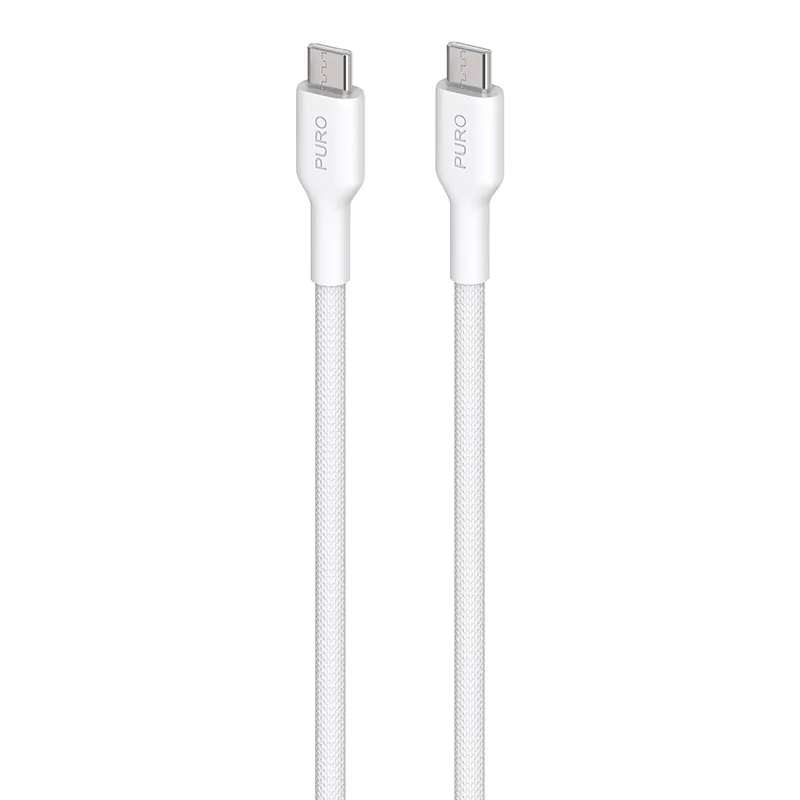 Cable PURO Fabric Ultra Strong heavy duty USB-C/USB-C 1,2m (white)