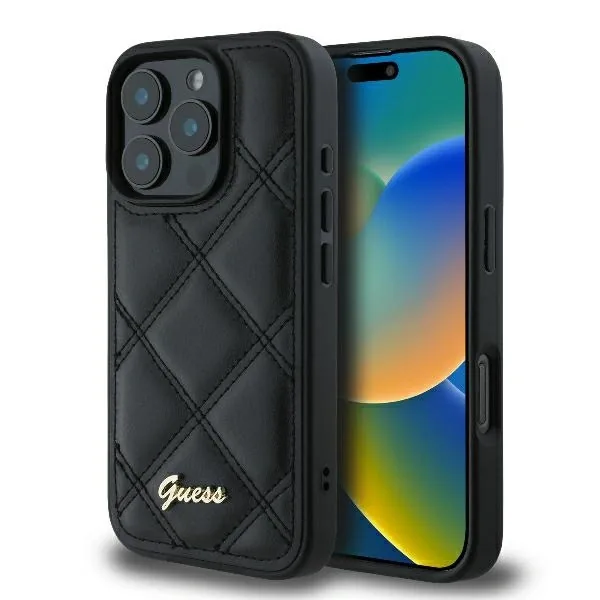 Kryt Guess GUHCP16LPSQSQSK Apple iPhone 16 Pro hardcase Quilted Metal Logo black
